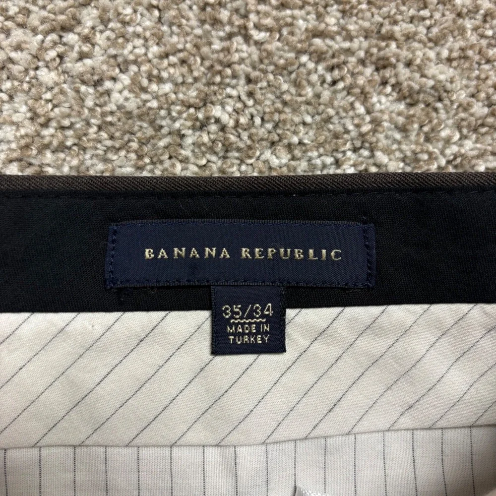 LOT OF 2 Banana Republic Wool Dress Pants Mens 35x34 Gray Brown Flat Front Slack